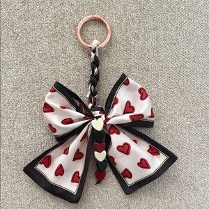 Handmade Custom Red Heart Bow Keychain With Charms